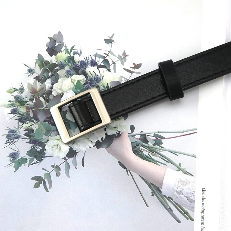 The new round buckle fastener non -perforated lady belt fashion jeans band in summer imitation leather belt spot