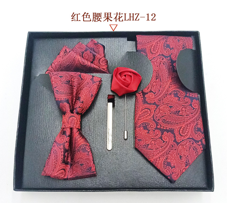 Directo de fábrica desgaste formal hombres corbata cuadrada bufanda caja regalo moda boda cena novio pajarita traje