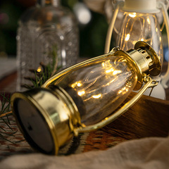 聖誕節復古小馬燈電子蠟燭風燈桌面擺件萬聖節油燈場景布置裝飾