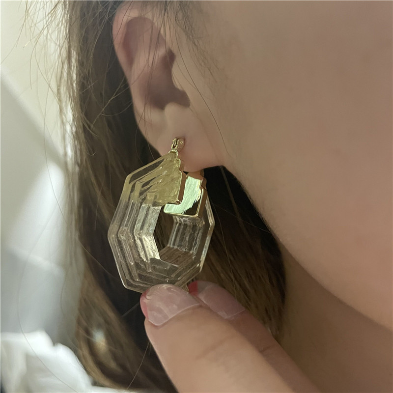 Vente En Gros Bijoux Mode Boucles D&#39;oreilles Matrice Hexagonale Nihaojewelry display picture 2