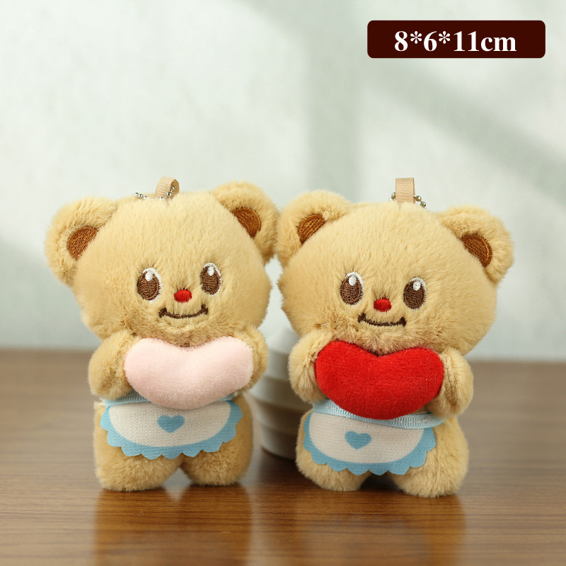 Red celebridad amor mantequilla oso muñeca colgante bolsas escolares muñeca de peluche de dibujos animados pequeña muñeca colgante llavero