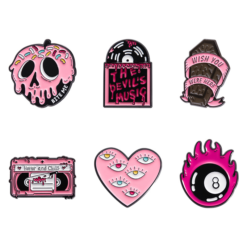 Cartoon Style Pin Heart Shape Eye Skull Alloy Plating Unisex Brooches display picture 7