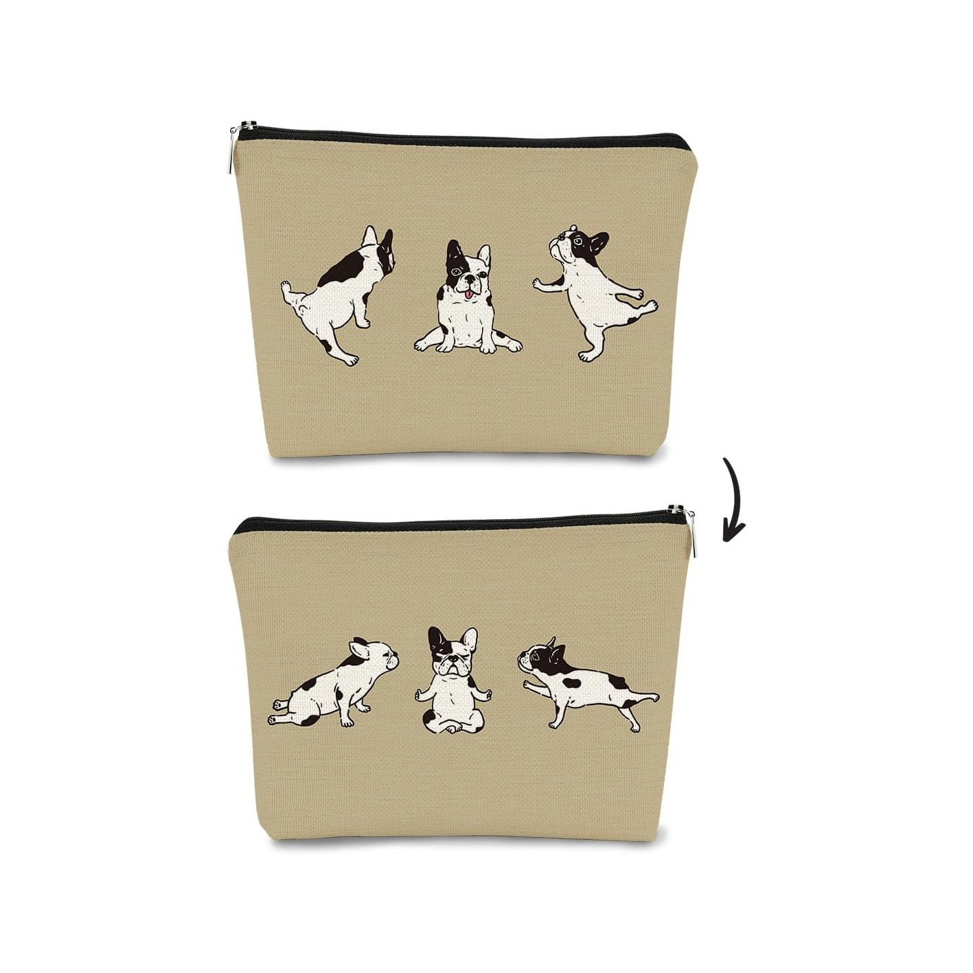 Bolso cosmético estampado de doble cara de perro lindo estilo explosivo transfronterizo de Amazon, bolso multifuncional con cremallera para mujer