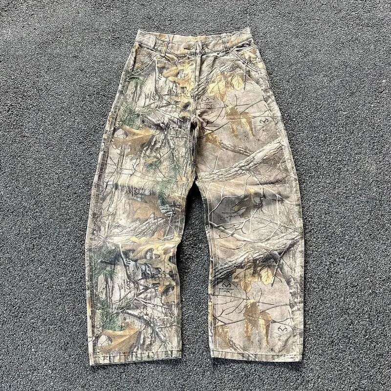 Cross-border 2025 Carhartt Summer Washed Camouflage Pants, American-style Vintage Wide-leg Loose Straight Jeans Cross-border 2025 Carhartt Summer Washed Camouflage Pants, American-style Vintage Wide-leg Loose Straight Jeans