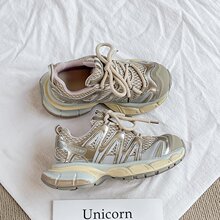 真皮厚底老爹鞋女2025秋季新款网红百搭轻便不累脚运动休闲鞋