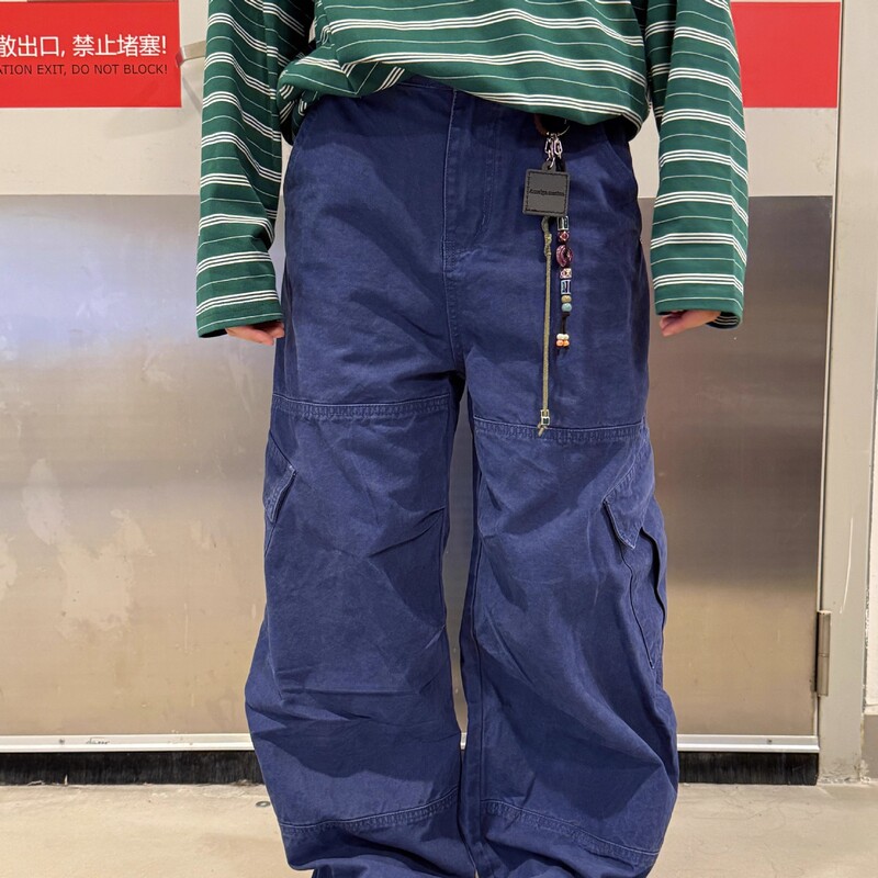 Soga Alien American Retro Multi-Flap Pocket Pants Cargo Pants Men's Loose Casual Versatile Washed Wide-Leg Floor-Length Pants