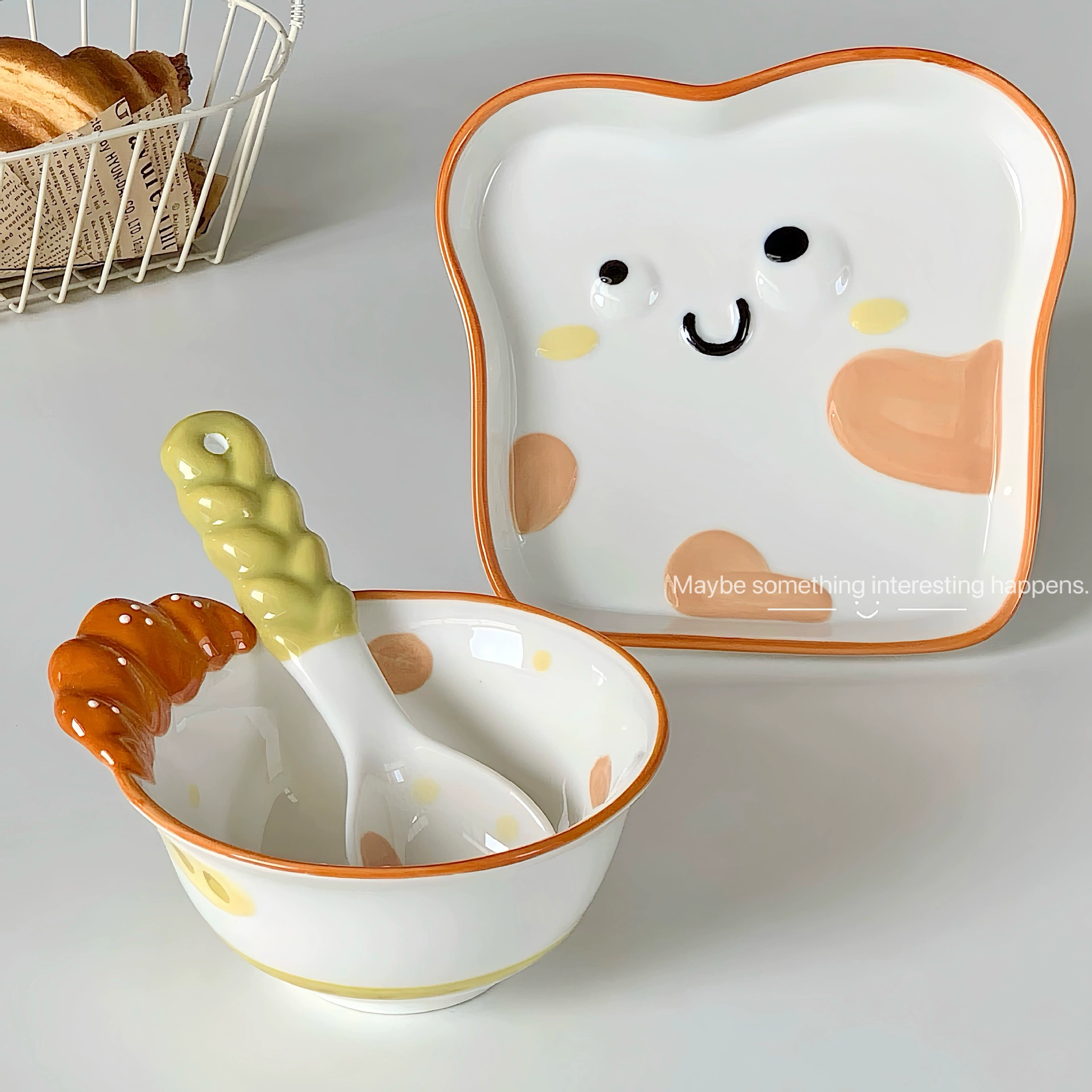 Cute ceramic tableware, cartoon brand high quality set, full set
