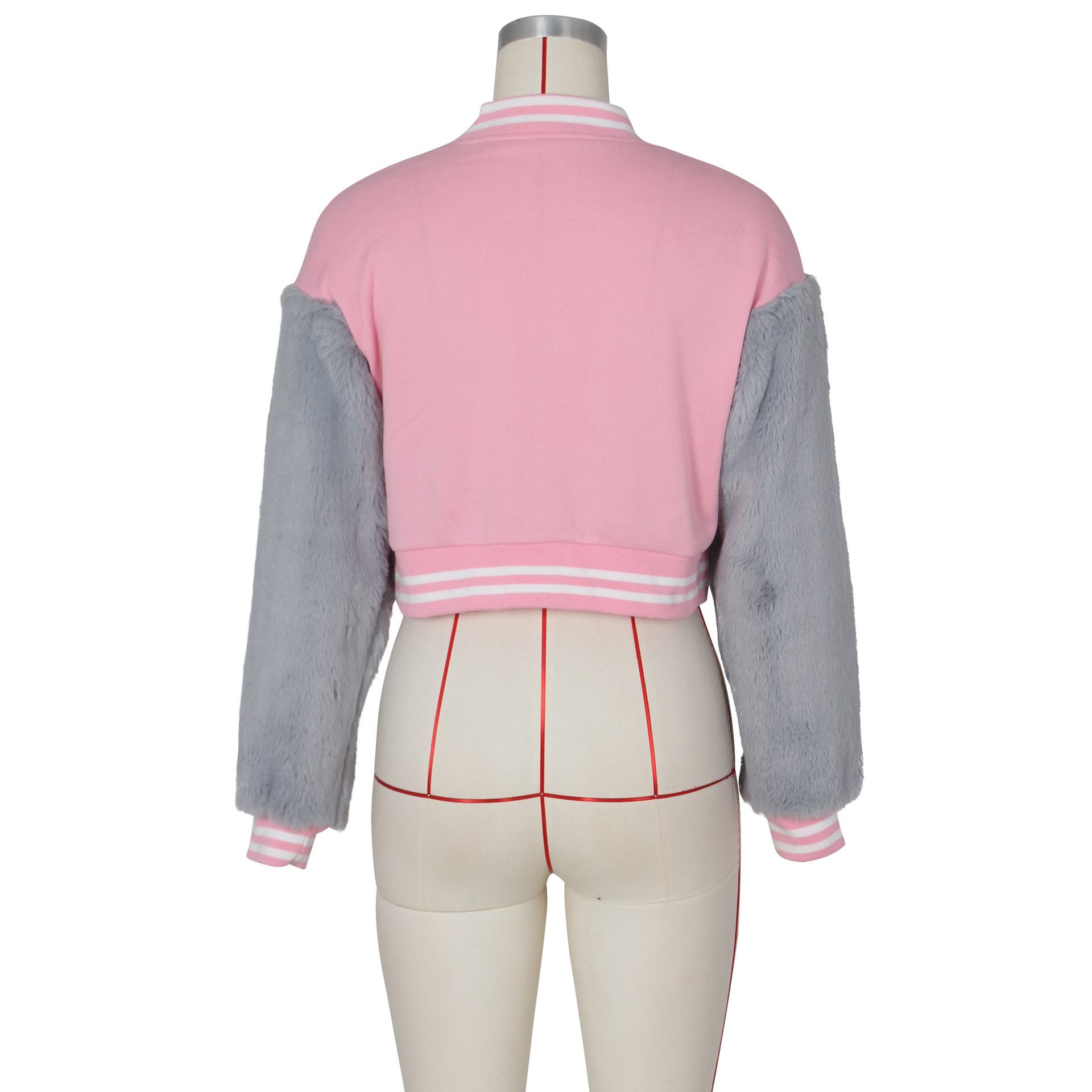 Damen Baseballjacke Mit Fellärmeln Für Den Lässigen Alltag_voghion.com