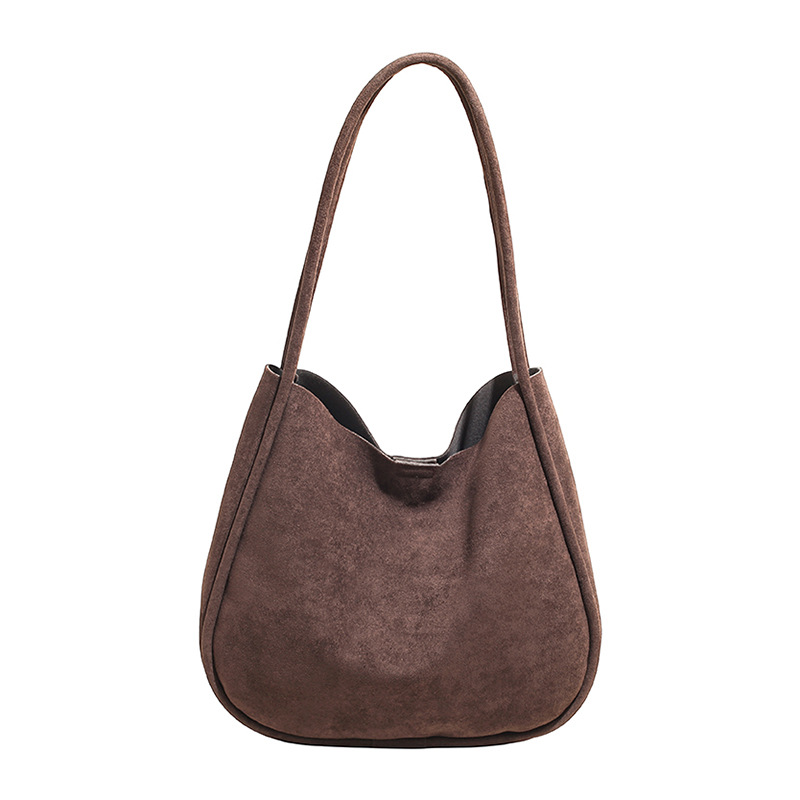 Transfronterizo 2025 otoño y invierno nuevo retro cubo de cuero de seda bolsas de mano para mujeres bolsas de braza simple y versátil bolsas de hombro de viaje