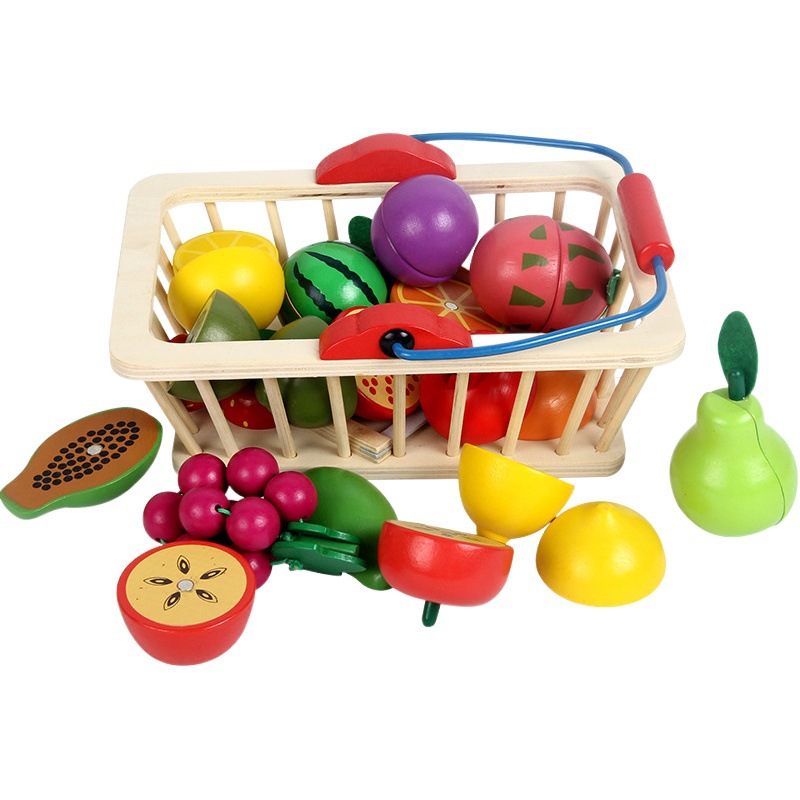 Los niños de madera magnética juguetes de corte de frutas y verduras corte de corte del bebé play House juguetes de cocina image 1