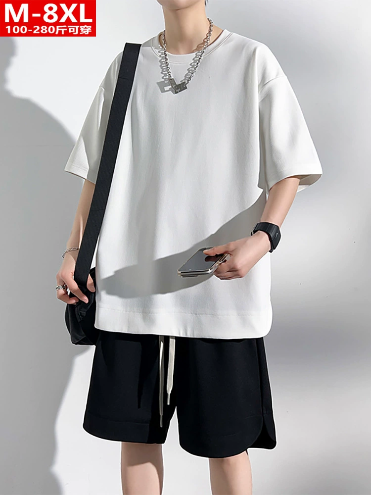 Summer short sleeve T-shirt with a round collar, trousers, sports suit, plus size