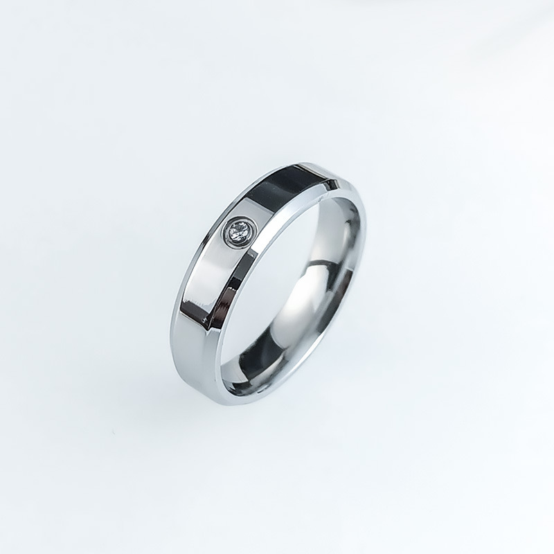 Titanium Steel Simple Style Geometric Inlay Carving Rhinestones Rings display picture 2