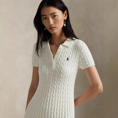 高品質 R*L 夏甘い年齢軽減ファッション多用途痩身ラペル半袖ニットドレススリム A ラインスカート