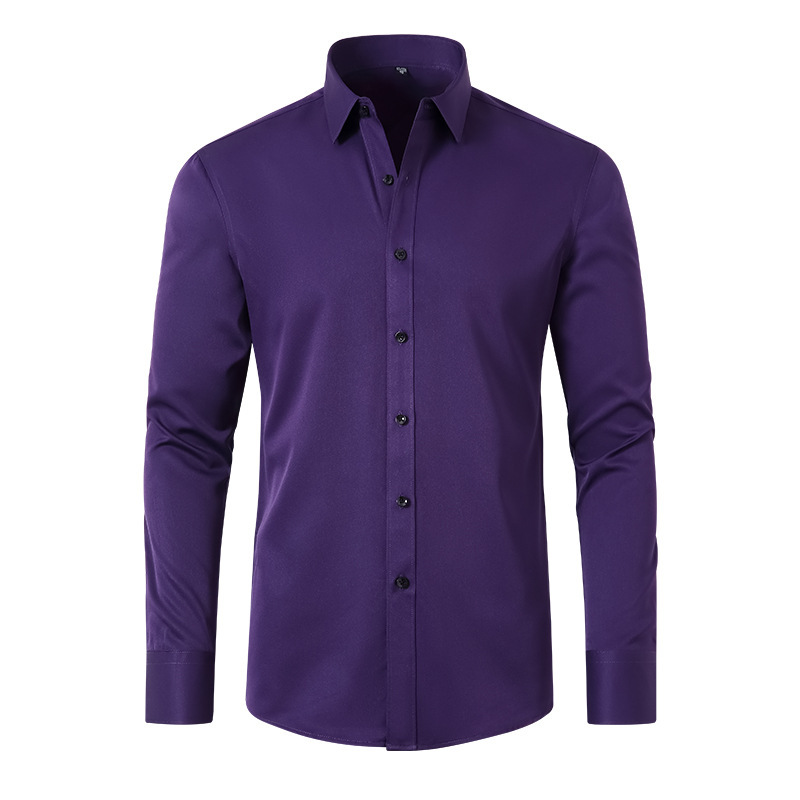 Amazon de cuatro lados de la camisa elástica de los hombres SLIM-Fit delgada camisa de los hombres del músculo anti-arrugas no-planchar cross-border ropa de los Hombres Calientes