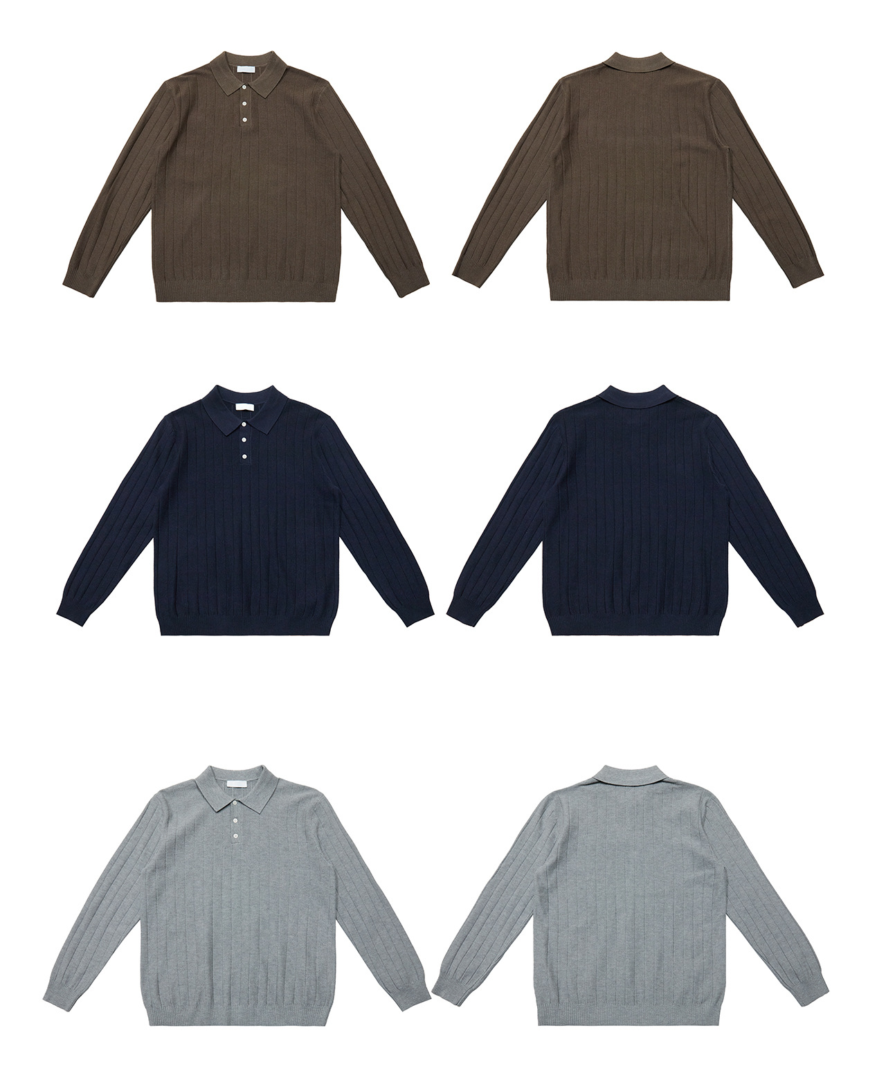 UNF 250g Ribbed Knit Polo Sweater