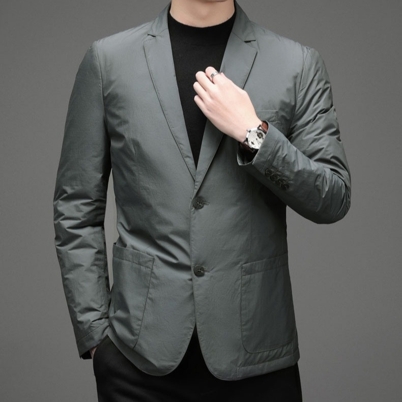 2024新款轻奢男士羽绒西服白鸭绒羽绒服保暖冬装商务保暖小西服