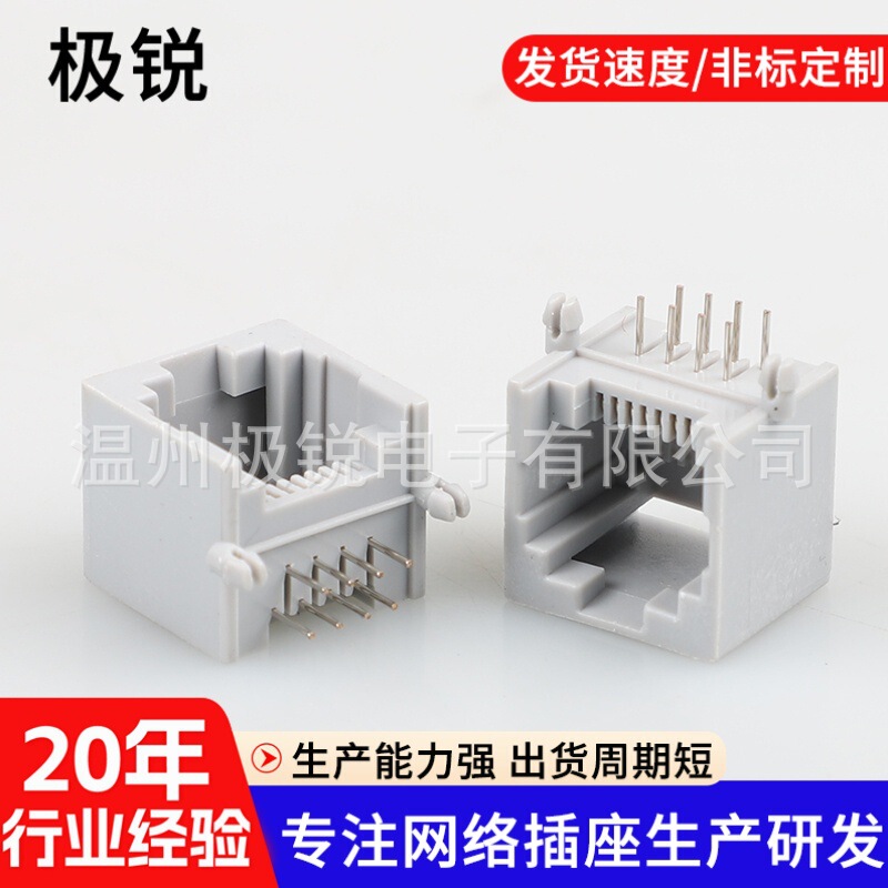 Rj45 Network Socket 6P6C/6P4C/8P2C Gray with Edge/Without Edge 53Minn Type Pip Rj45
