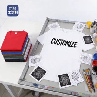 夏季纯棉230g短袖T恤定制logo 圆领班服工作服广告文化衫印字批发