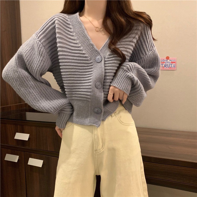 Cardigan de punto de cuello en V para mujeres 2025 otoño y invierno nuevo suéter holgado perezoso abrigo chic chaqueta pequeña al por mayor image 7