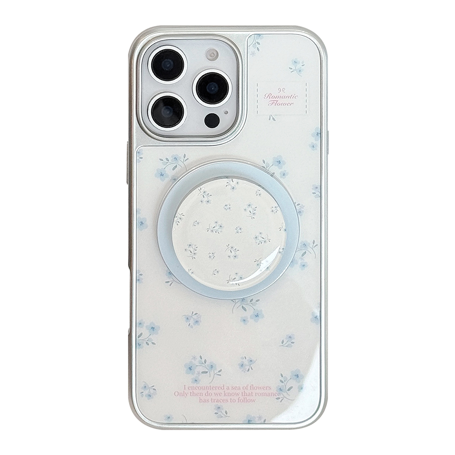 Funda para teléfono Apple 17 Pro Max, fresca y adecuada, iPhone 16 electrochapado, 13 magnético, 14 soporte de flores azules pequeñas, 12 rígido. image 6