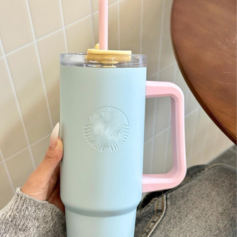 制作款星星同款马卡龙蓝色不锈钢把手冰霸吸管随形杯|undefined