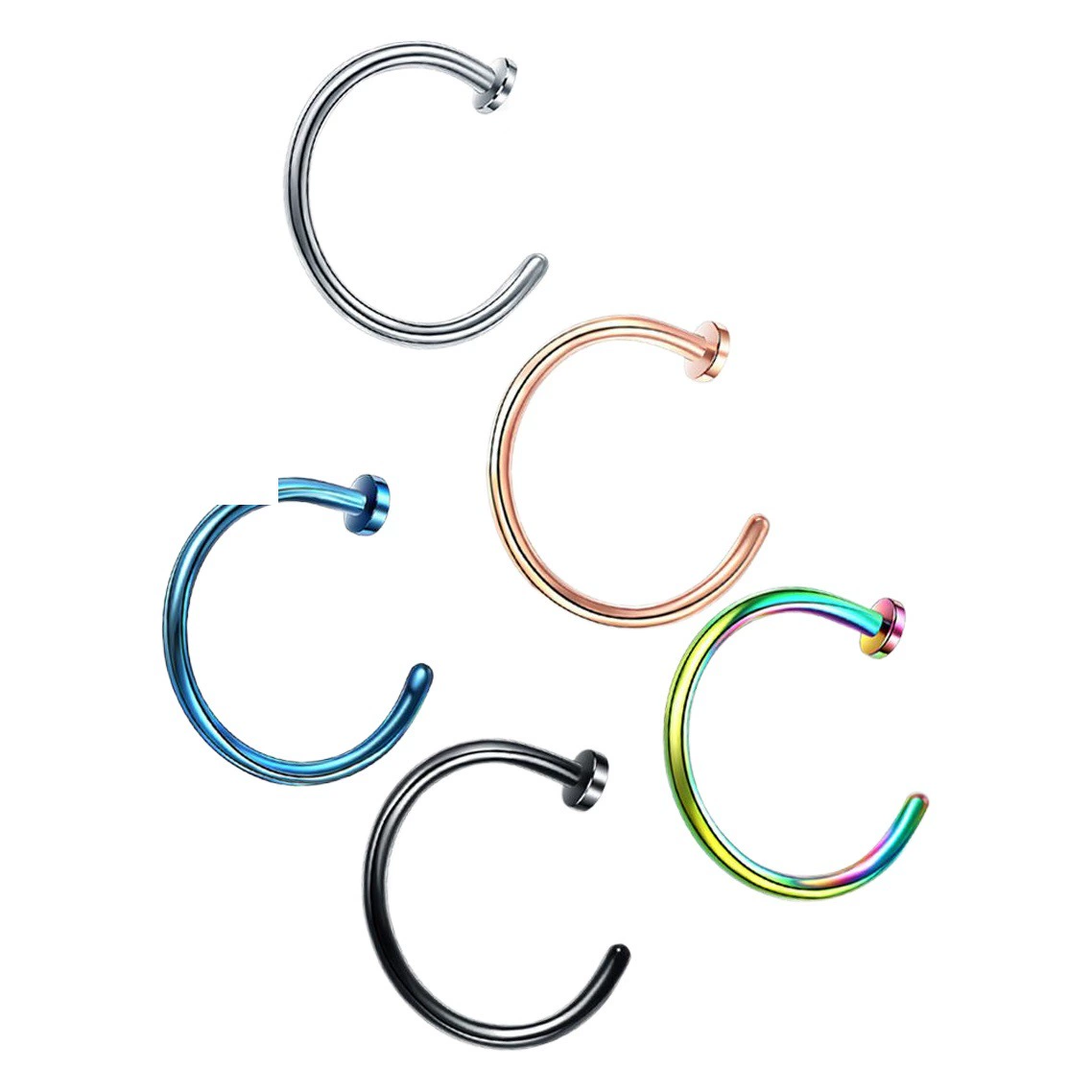 Кольцо для носа из нержавеющей стали без отверстия C-образное кольцо для ногтей для губ с многоцветным гальваническим покрытием WISH Amazon Популярные трансграничные прямые продажи с фабрики