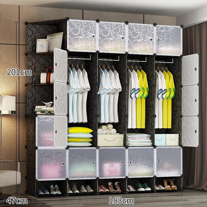 Armario simple moderno armario de tela simple sala de alquiler de tubos de acero engrosamiento reforzado dormitorio en casa montaje de almacenamiento gabinete colgante