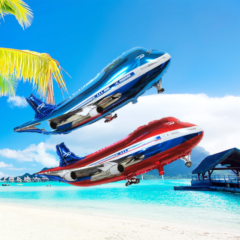 Globos de Papel de Aluminio Rojos y Azules con Forma de Avión, Venta al por Mayor, Decoración de Cumpleaños Infantil, Puesto Callejero, Globos de Dibujos Animados que Pueden Flotar para Fiestas