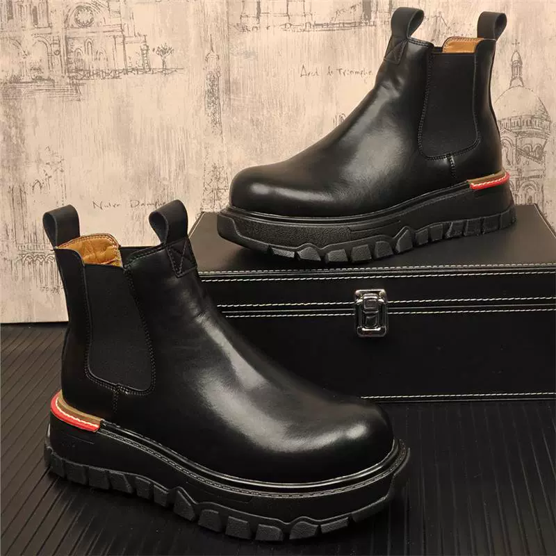 Рабочие ботинки, новые модные мужские кожаные туфли, высокие ботинки на платформе в британском стиле, повседневные короткие ботинки, ботинки Мартин, модная мужская обувь.