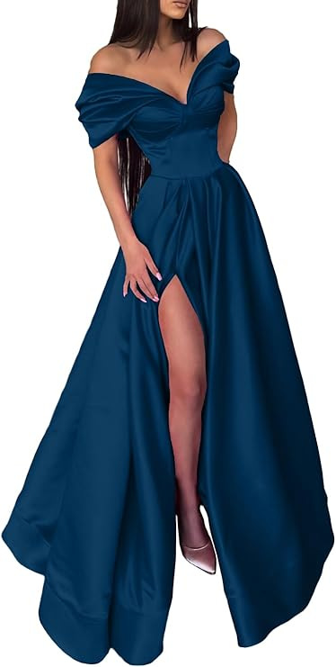 Amazon mujer hombros abiertos corazón vestido de baile largo vestido formal de noche con un vestido abierto