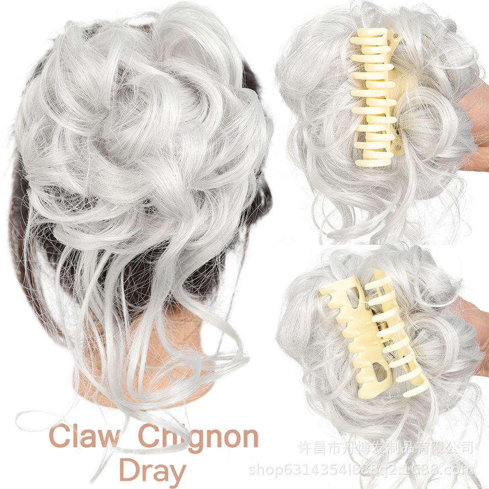 Fábrica al por mayor de fibra química Peluca de las mujeres corto desordenado mullido barba larga clip de pelo bollo pelo bolsa cola de caballo