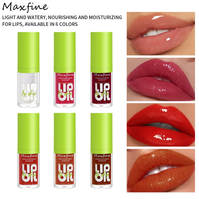 Оптовый набор блесков для губ MAXFINE Green Lip Glaze: блеск для губ, помада, зеркало, водяной туман, блеск для губ, не прилипающий к чашке.
