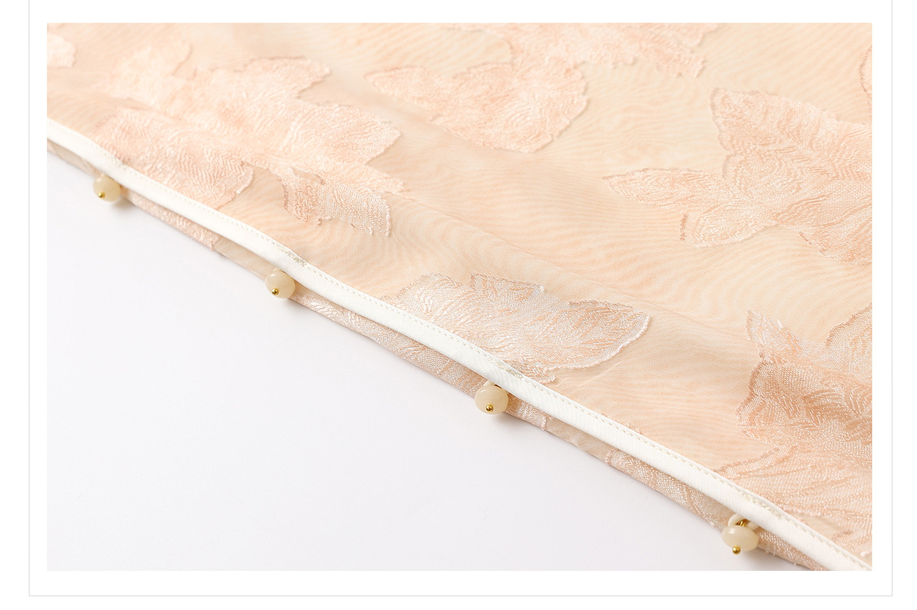 Váy chữ A cổ đứng thêu bướm phong cách Trung Quốc mới N6024 — hồng nhạt chi tiết 19