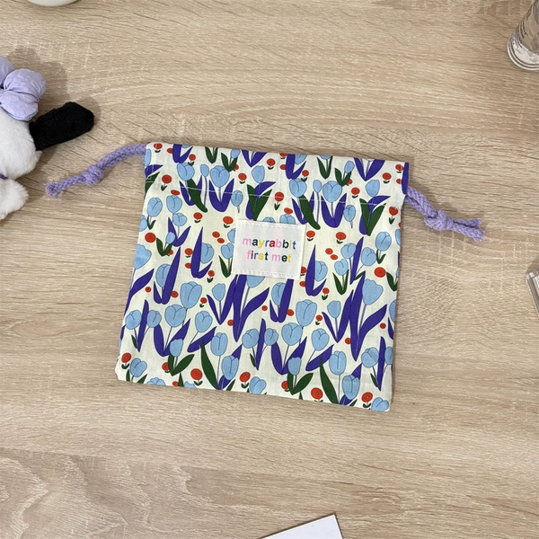 Floral tulip blue double storage (small cotton cloth)