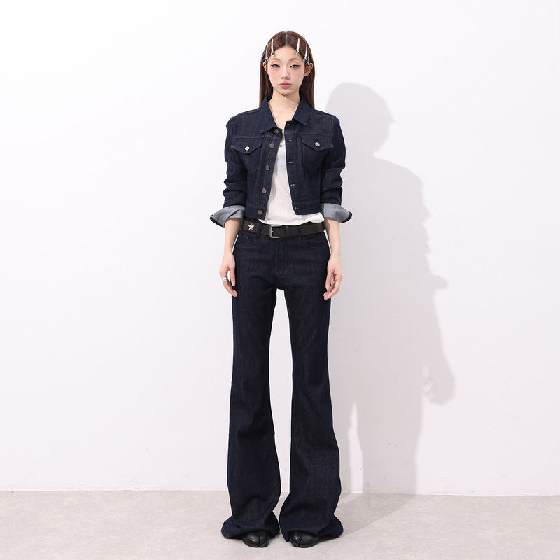 【Modern Set】Versatile, Stretchy, Comfortable, Stylish, Slim-Fit, Slightly Flared Women's Jeans, Fashionable Short Denim Jacket