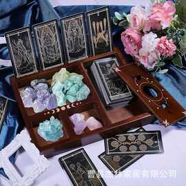 跨境木质桌面卡片支架塔罗牌展示架水晶石头收纳托盘塔罗牌收纳架