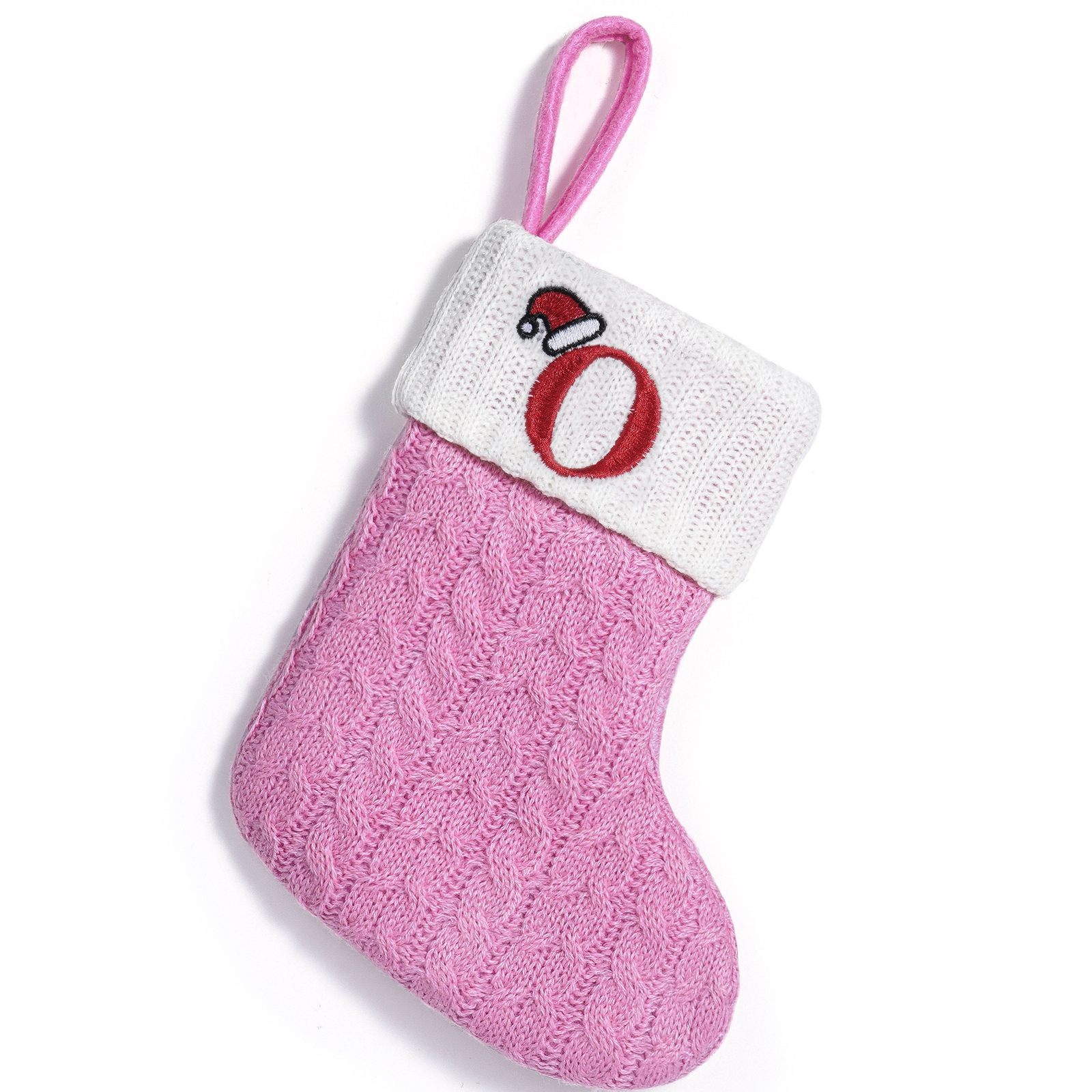 Decoración de Navidad transfronteriza de punto rosa calcetines de Navidad letras creativas bordadas ventanas colgantes de regalo de árbol de Navidad