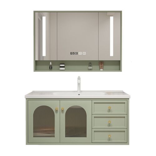 ir橡木浴室柜法式新款陶瓷一体式组合洗手盆柜欧式浴室柜卫生间