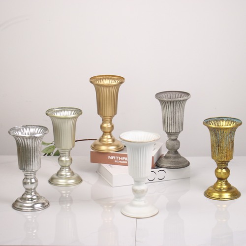 Cross-border hot mining iron high-leg flower pots wedding decoration flower ornaments simulated flower flower arrangements flower shop vases wholesale