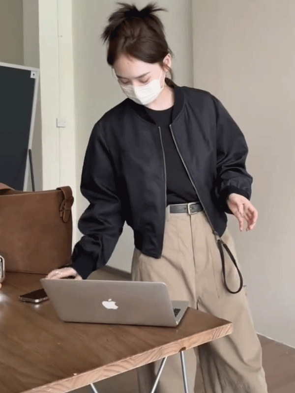 休闲短款圆领棒球服外套女韩版宽松显瘦洋气百搭小个子夹克上衣潮|undefined