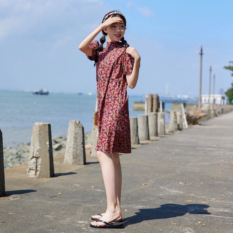 Vestido de verano de las niñas 2024 nuevo vestido de los niños estilo occidental vestido de niña de verano nuevo chino cheongsam vestido ropa de los niños