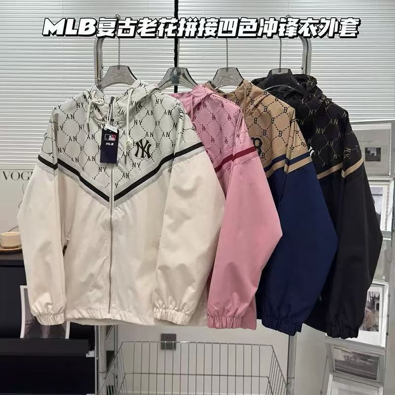 Trendy Mlb Spring New Sportswear Color-Blocking Casual Loose Versatile Unisex Hooded Jacket