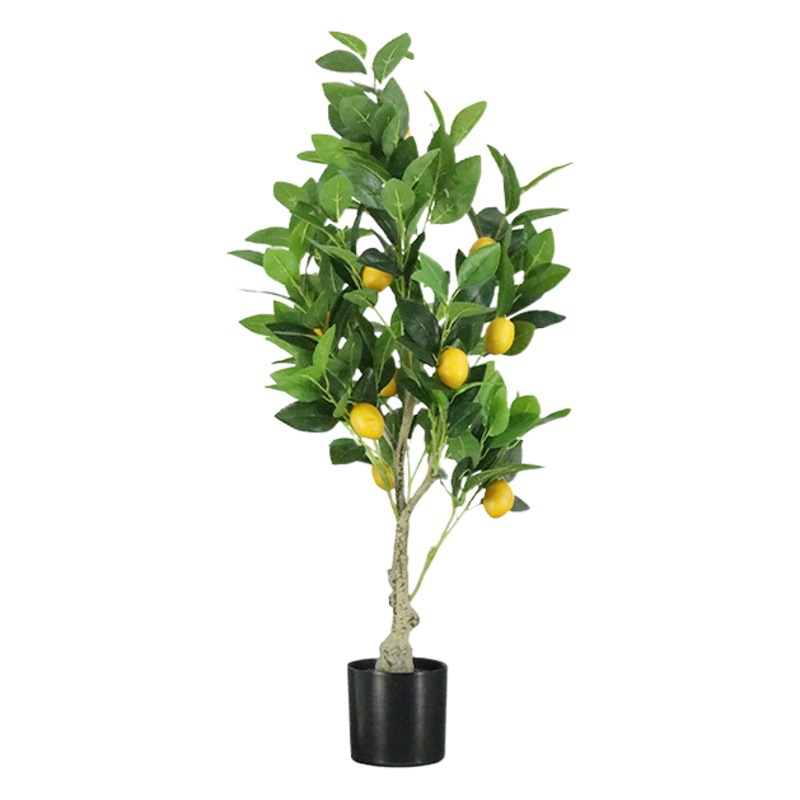Árbol de limón artificial planta verde bonsai interior fruta bonsai decoración de piso de estilo nórdico planta de árbol artificial