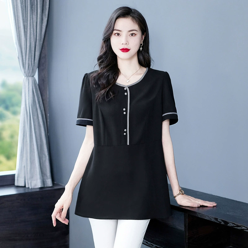 Летняя Элегантная модная шифоновая рубашка с короткими рукавами для молодых мам, топ, женская одежда больших размеров для пожилых людей
