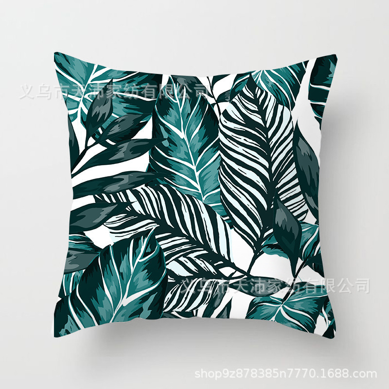 Siesta sofá de coche cintura almohada cojín simple nórdico ins planta verde funda de almohada protección del medio ambiente