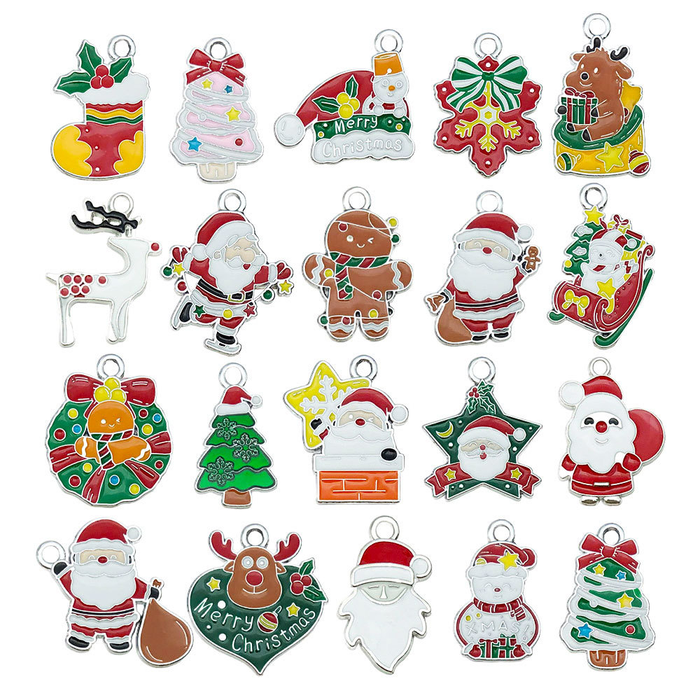 DIY Jewelry Accessories Classification 20 PCS/Package 50 PCS/Package 10-30mm Alloy Christmas Tree Snowman Snowflake Pendant