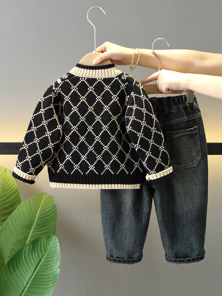 Conjunto de otoño para niños 6288, nuevo conjunto de tres piezas de suéter de primavera y otoño para niños, estilo coreano, marca de moda para bebés 2026