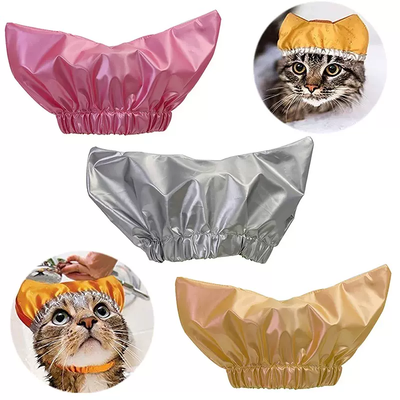 宠物用品猫咪狗狗浴帽 可调节防耳朵防水头套 宠物浴室帽猫狗两用