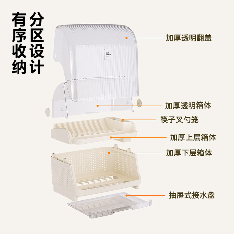 キッチンラック、家庭用カウンタートップ、多機能食器、食器、収納ボウルラック、フリップトップ排水ラック|undefined