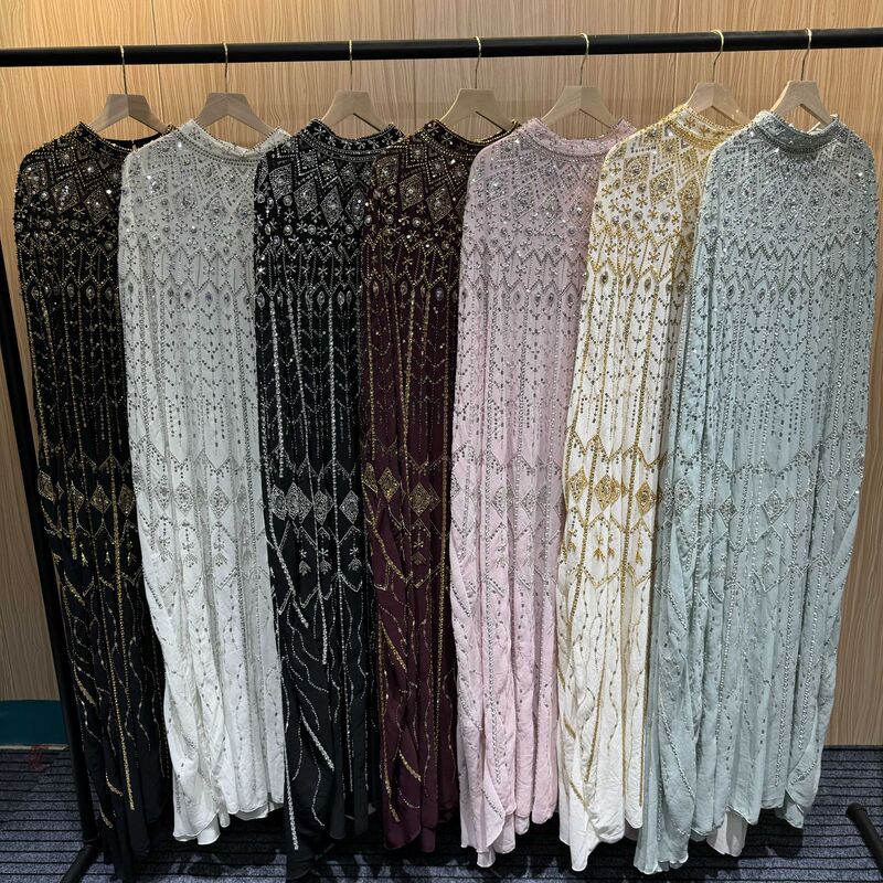 Foreign Trade Cross-Border Beaded Sequin Cape Gown Dress, Light Luxury, High-End Craftsmanship, Elegant Banquet Dress, Women's Long Dress